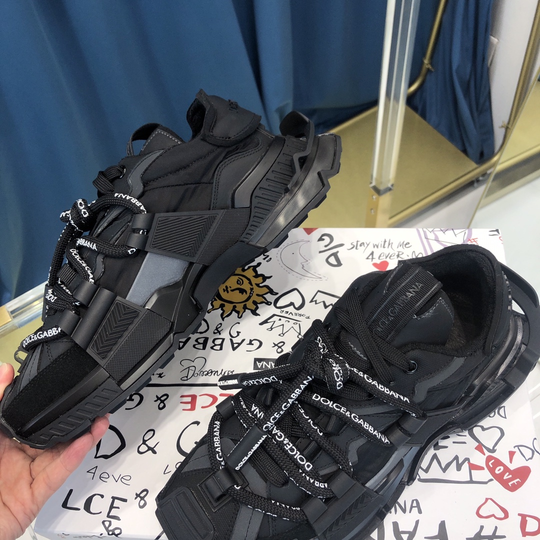 Dolce & Gabbana Mixed-Material Space Sneakers - FashionPlug