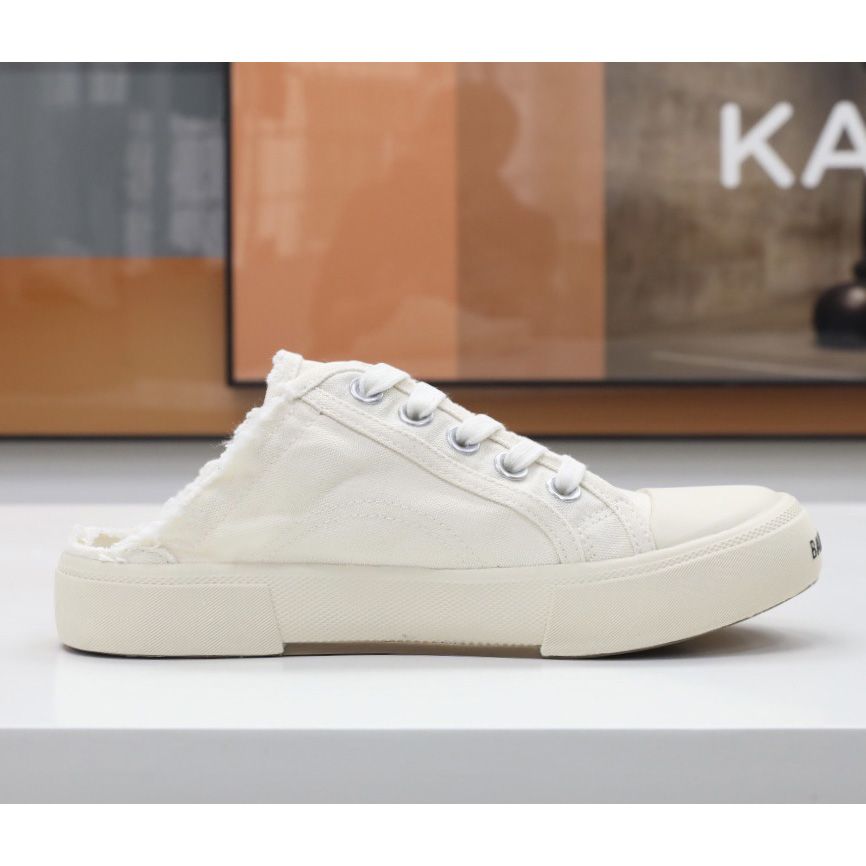 Balenciaga Men's Paris Sneaker Mule In White - FashionPlug