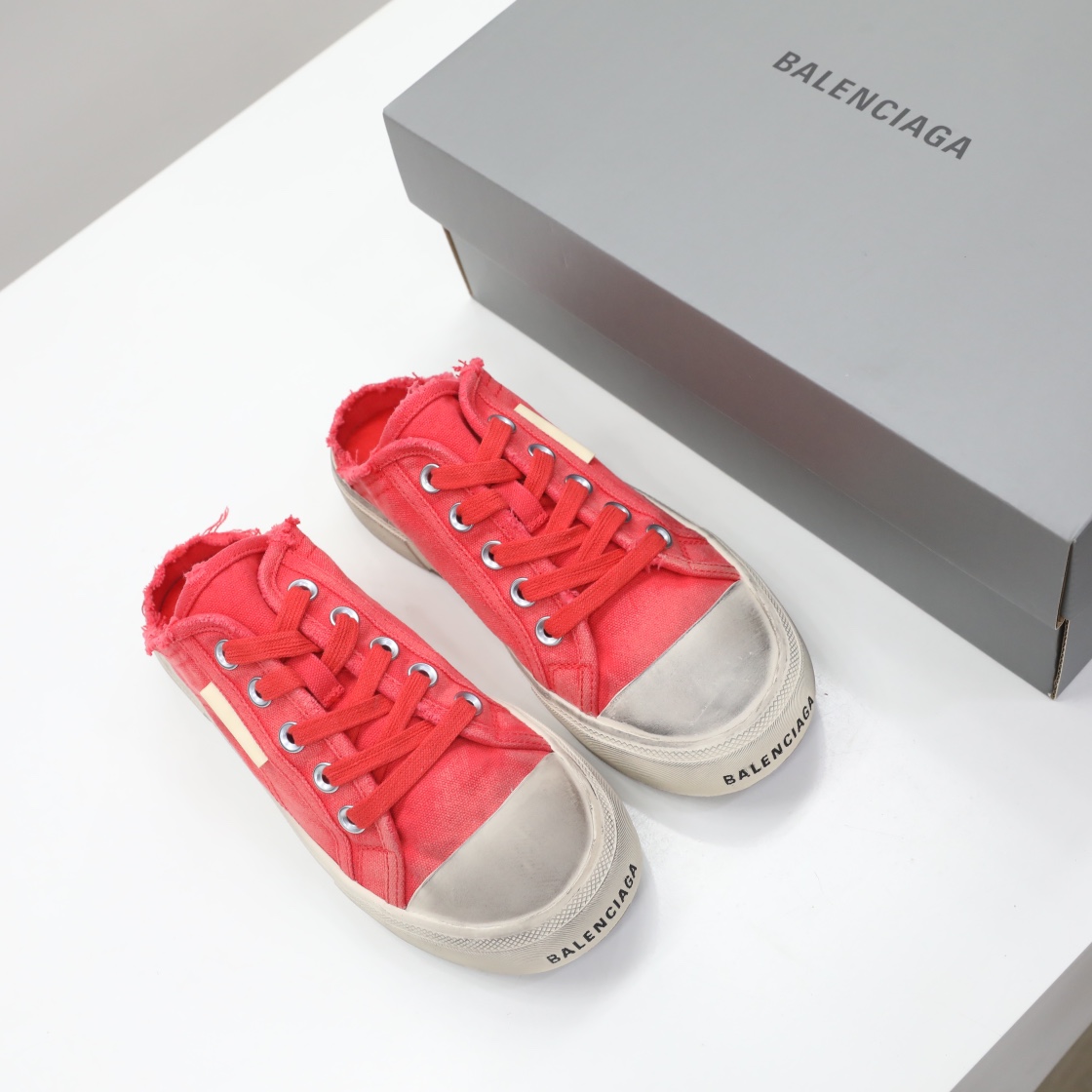 Balenciaga Men's Paris Sneaker Mule In Red - FashionPlug