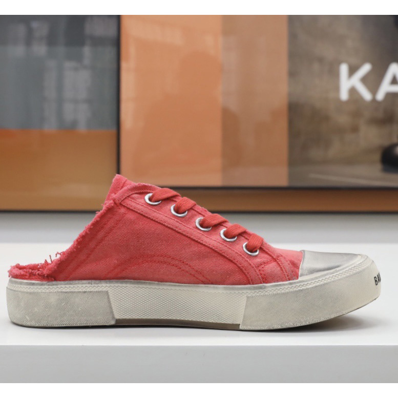 Balenciaga Men's Paris Sneaker Mule In Red - FashionPlug