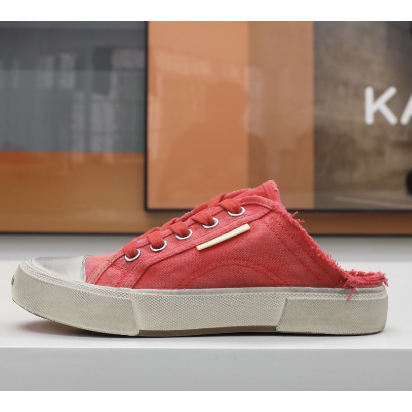 Balenciaga Men's Paris Sneaker Mule In Red - FashionPlug