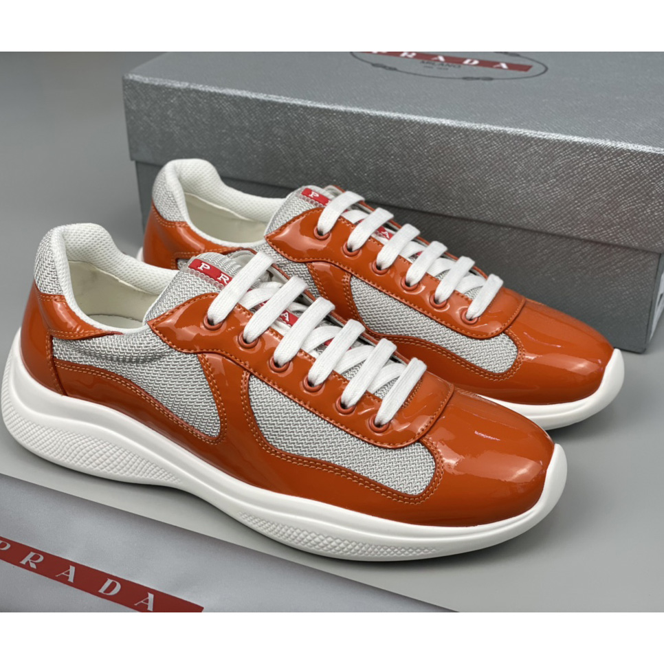 Prada Male America's Cup Sneaker In Orange(upon uk size) - FashionPlug