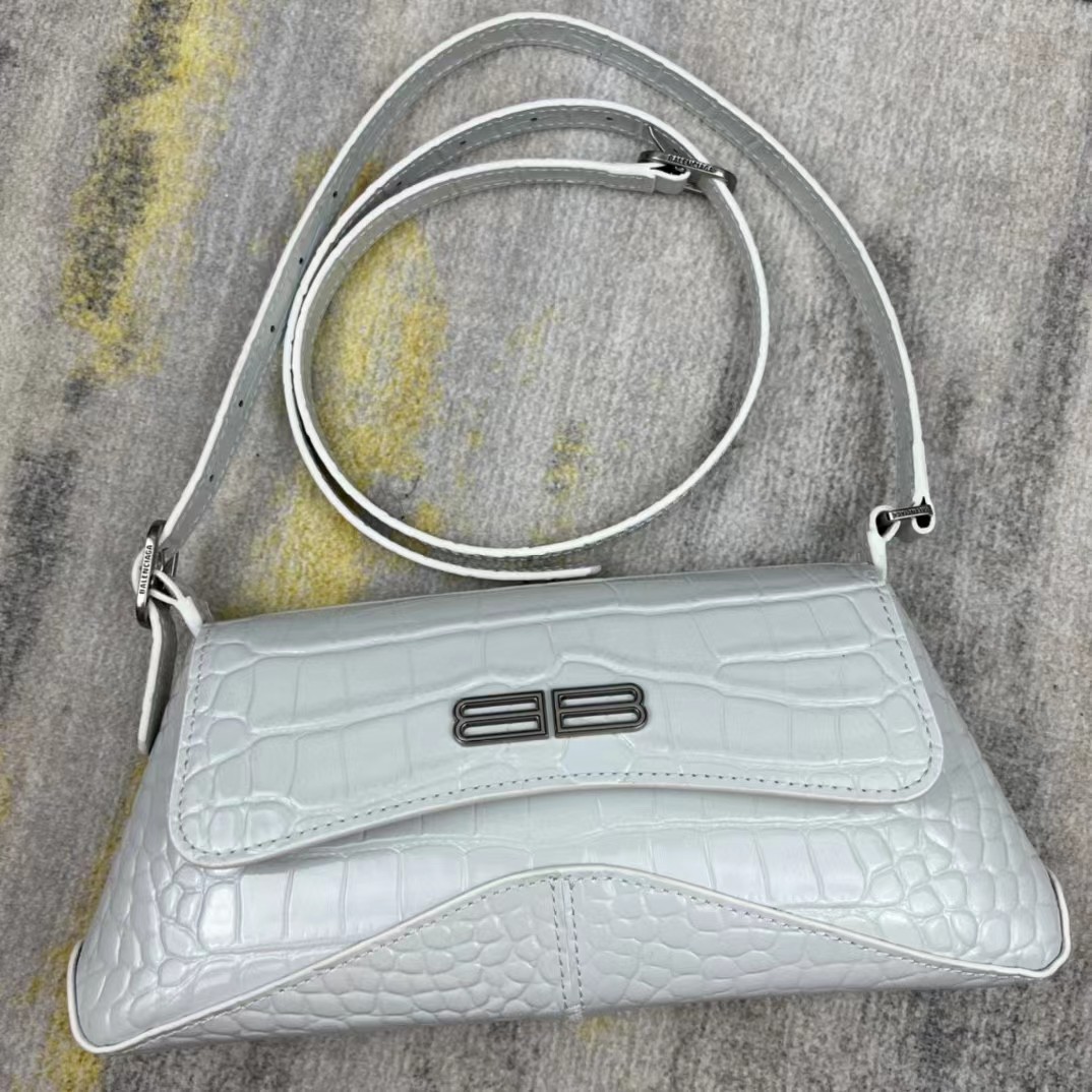 Balenciaga Women's XX Medium Flap Bag Crocodile Embossed In White（27-25.5-4CM） - FashionPlug