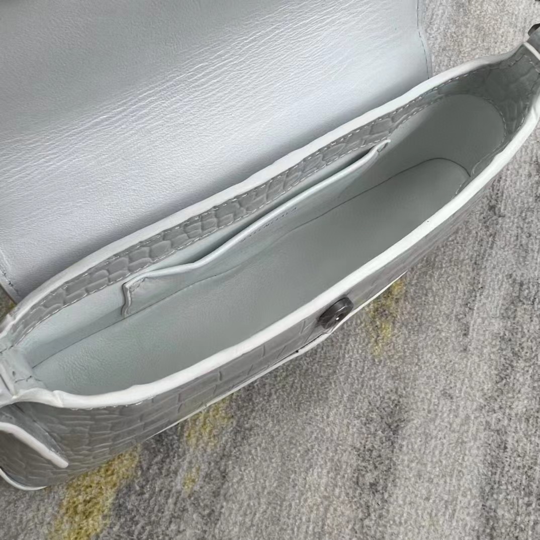 Balenciaga Women's XX Medium Flap Bag Crocodile Embossed In White（27-25.5-4CM） - FashionPlug