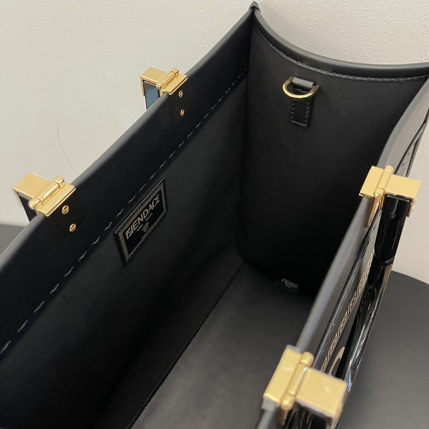 Versace x Fendi Sunshine Medium Fendace Printed White Leather Shopper(35-31-17cm) - FashionPlug