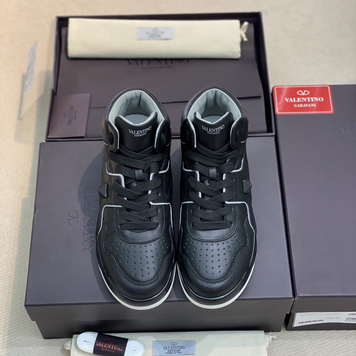 Valenti One Stud Mid-Top Nappa Sneaker - FashionPlug