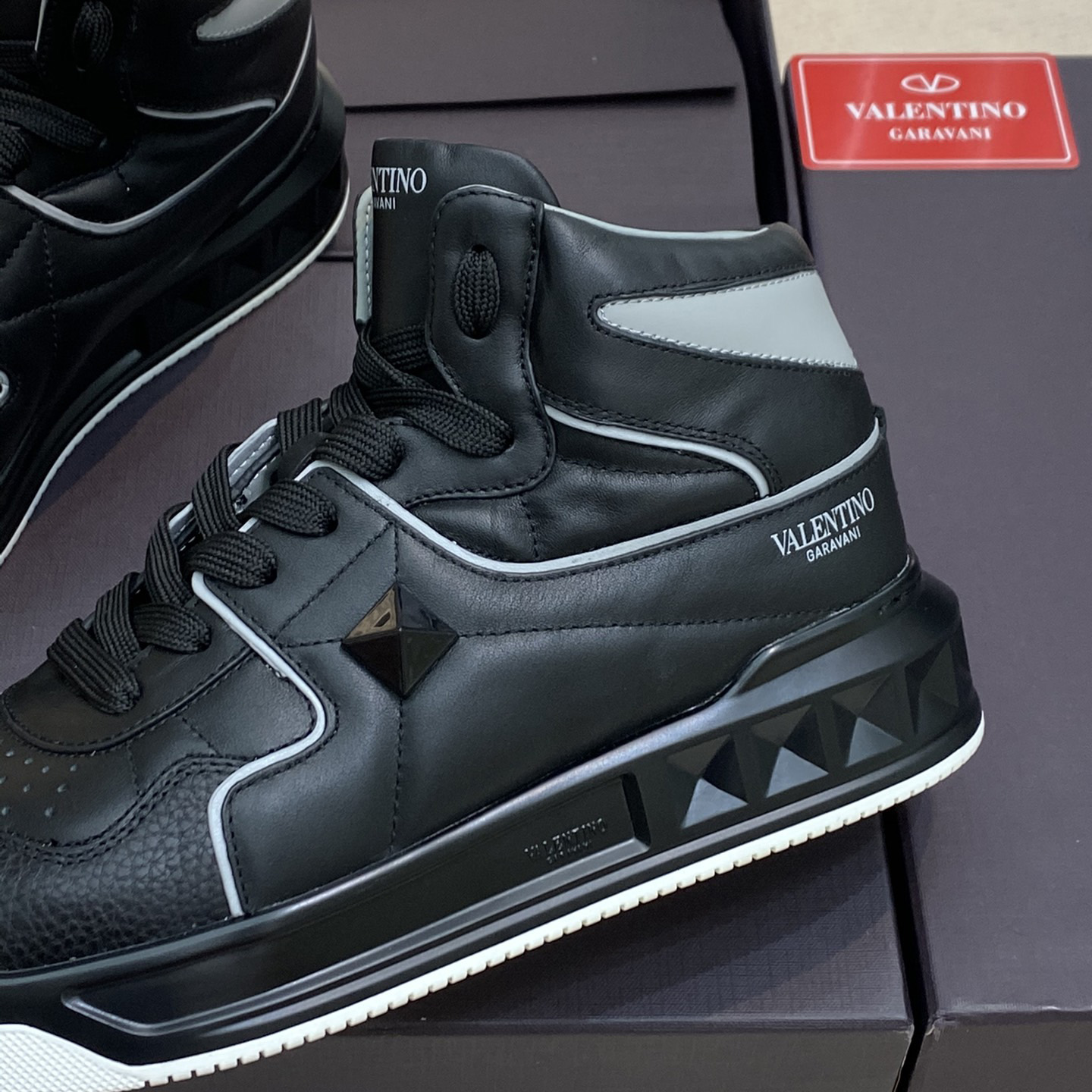 Valenti One Stud Mid-Top Nappa Sneaker - FashionPlug