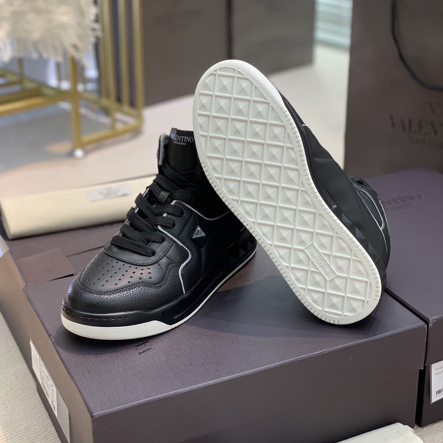 Valenti One Stud Mid-Top Nappa Sneaker - FashionPlug