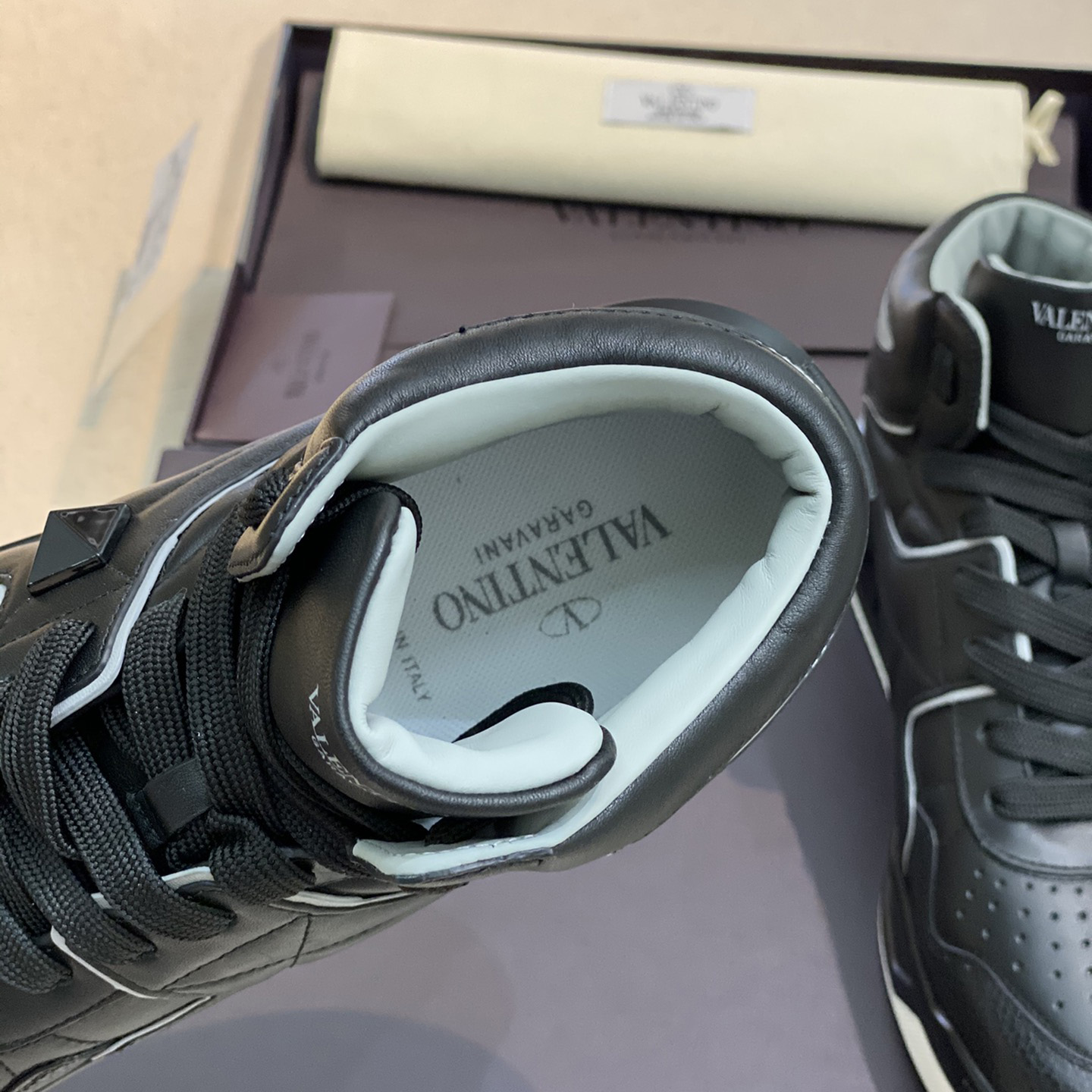 Valenti One Stud Mid-Top Nappa Sneaker - FashionPlug