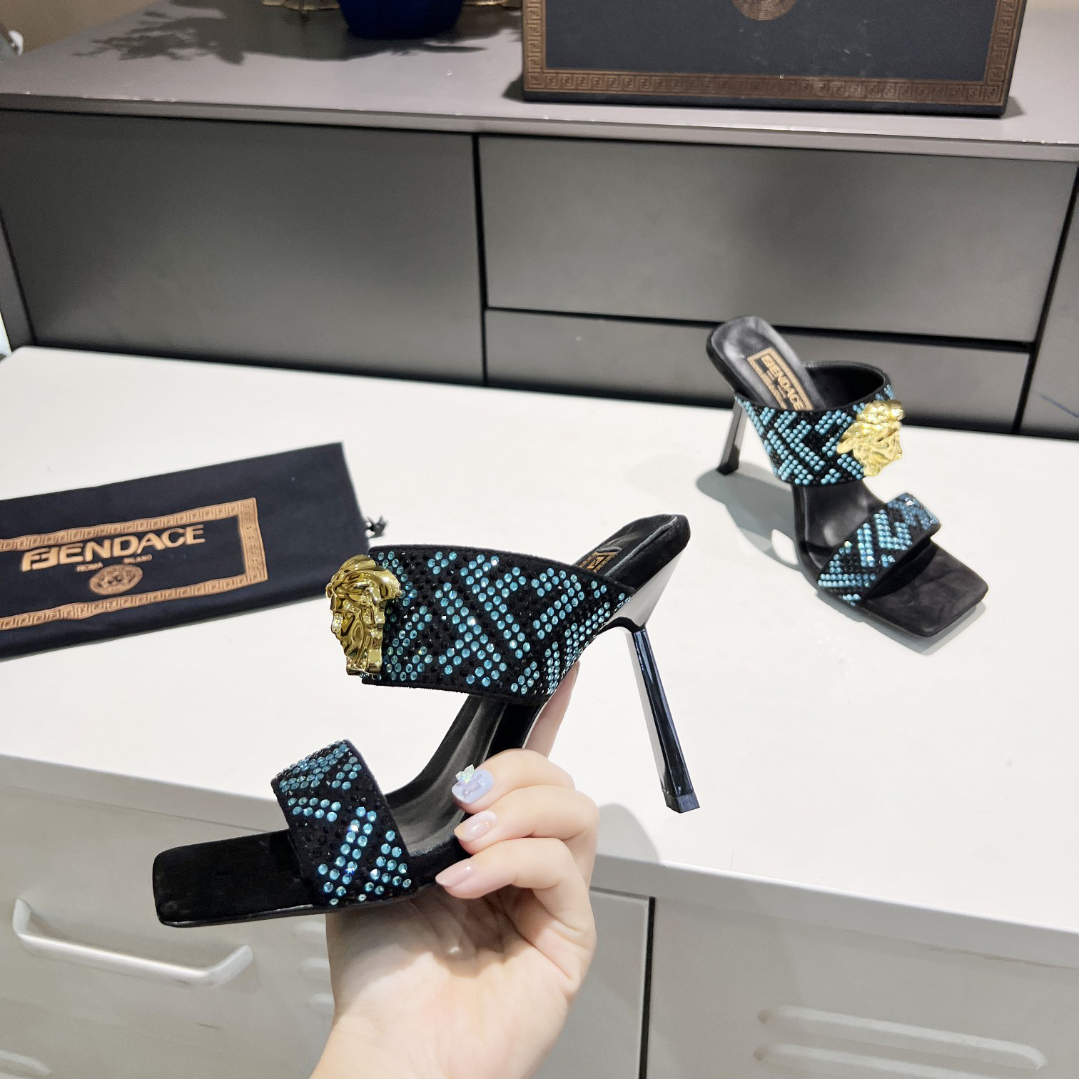 Versace Fendace  FF Jacquard Mules - FashionPlug