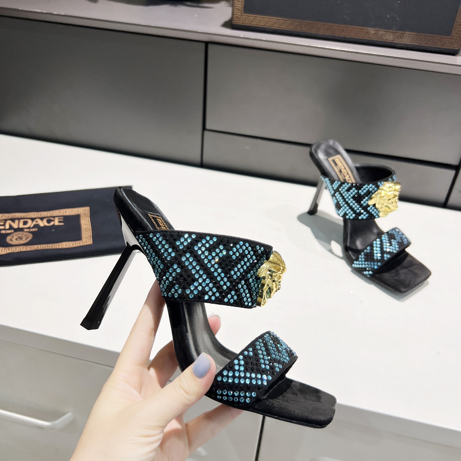 Versace Fendace  FF Jacquard Mules - FashionPlug