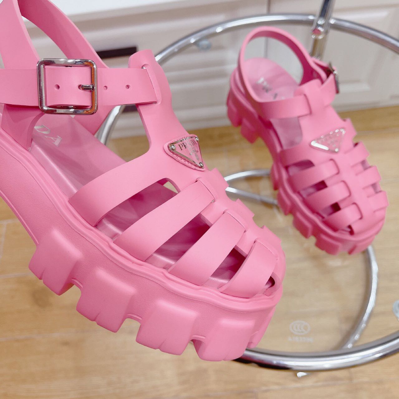 Prada Foam Rubber Sandals In Begonia Pink - FashionPlug