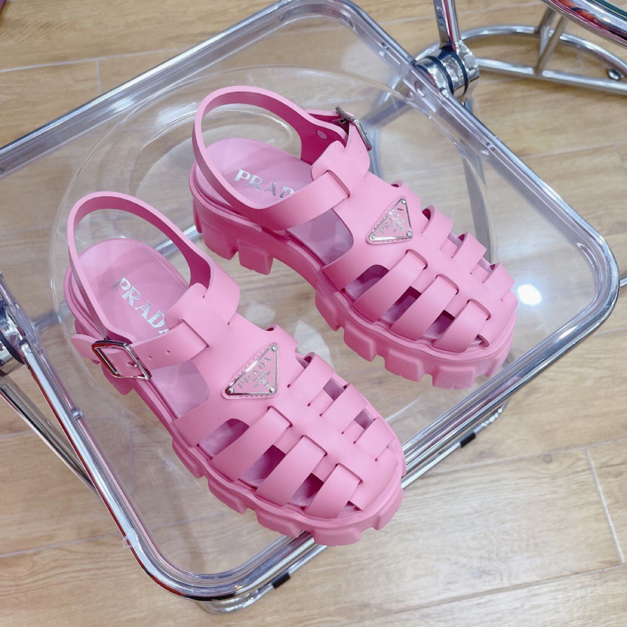 Prada Foam Rubber Sandals In Begonia Pink - FashionPlug