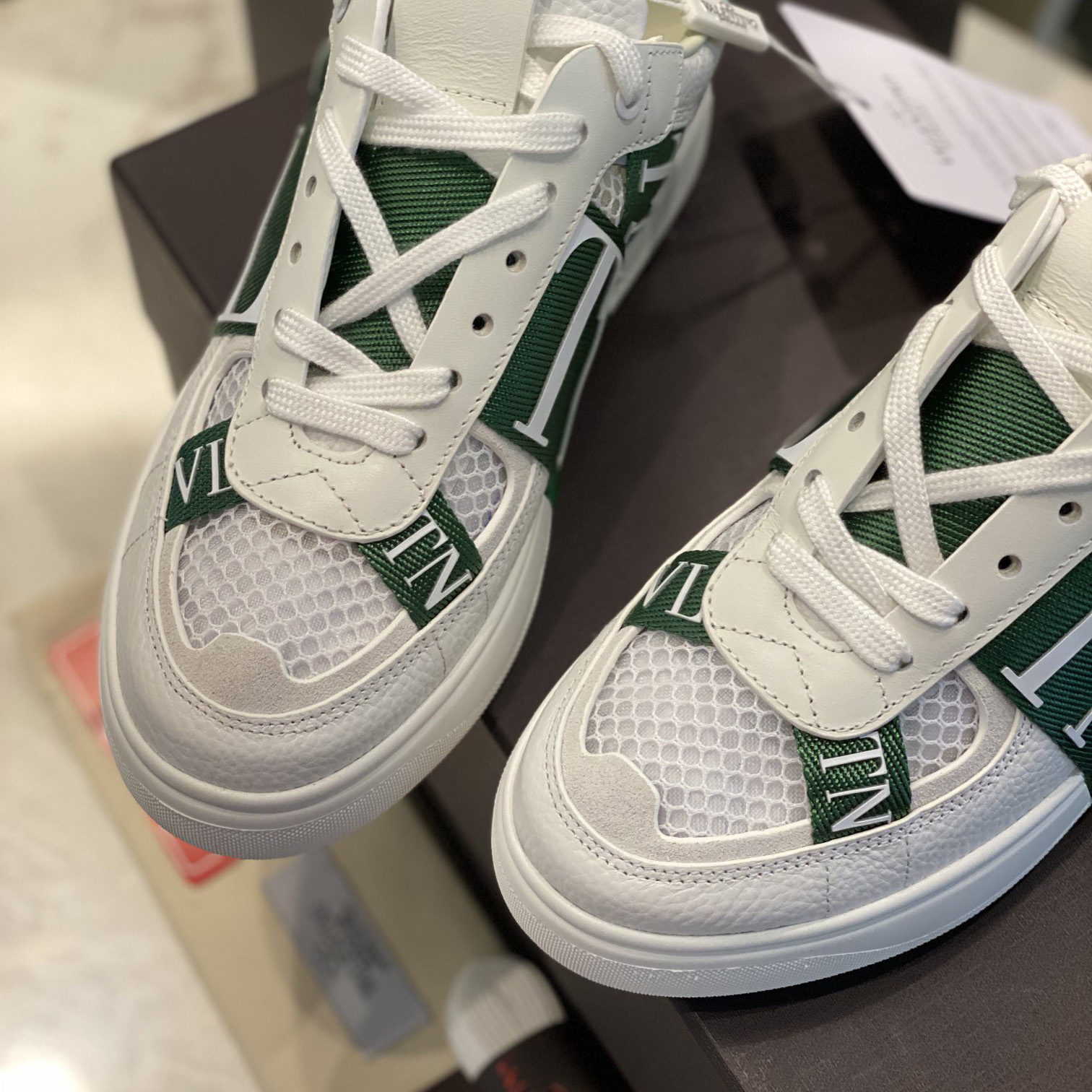 Valenti  VL7N Low-Top Sneakers In Calfskin And Mesh Fabric With Bands - FashionPlug