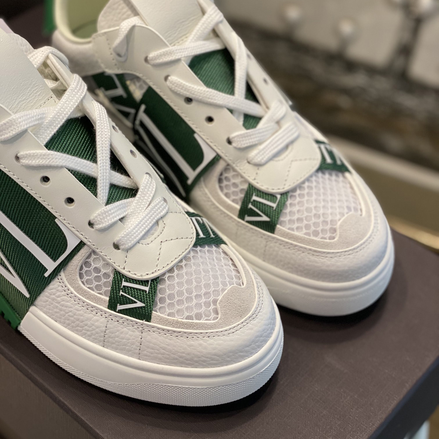 Valenti  VL7N Low-Top Sneakers In Calfskin And Mesh Fabric With Bands - FashionPlug