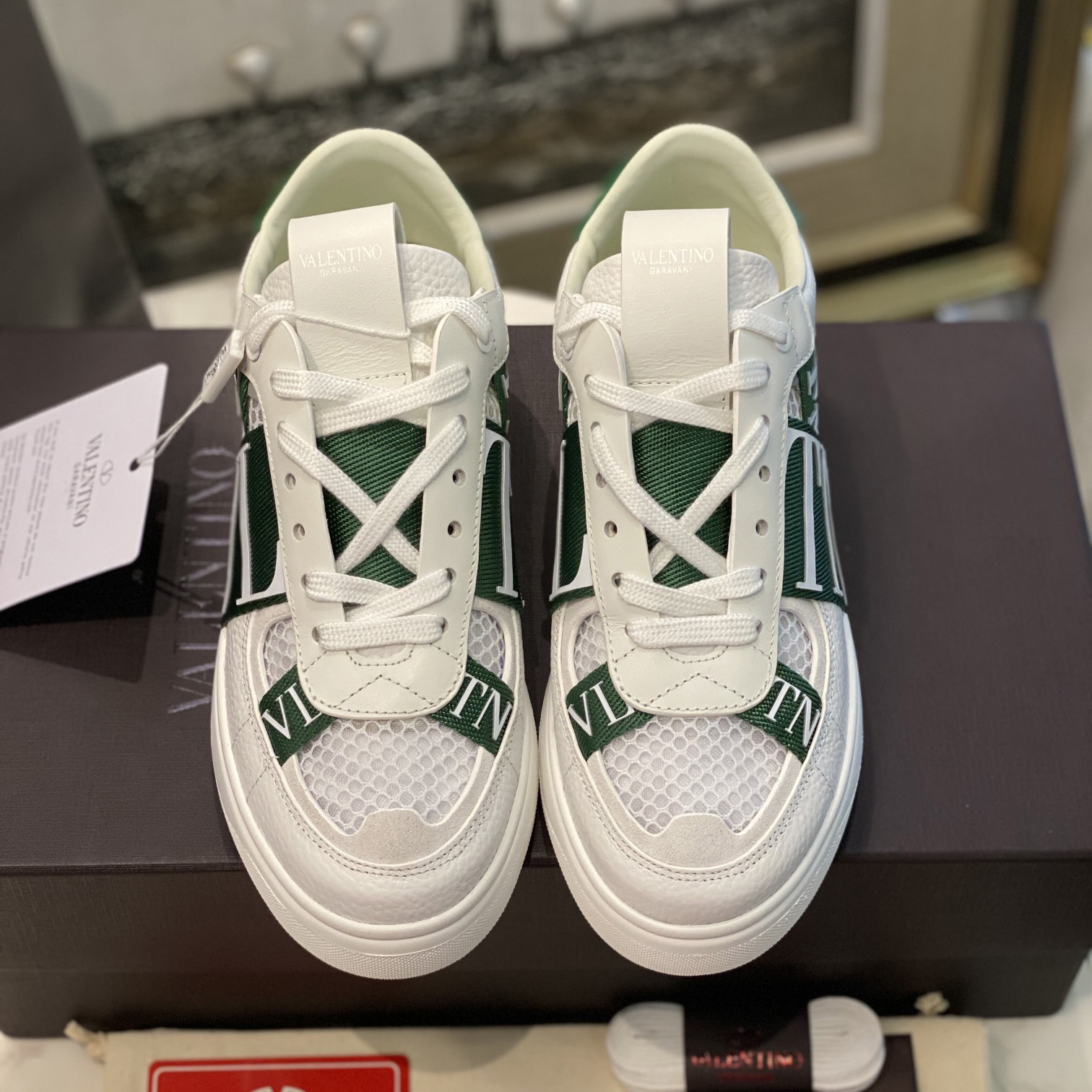 Valenti  VL7N Low-Top Sneakers In Calfskin And Mesh Fabric With Bands - FashionPlug