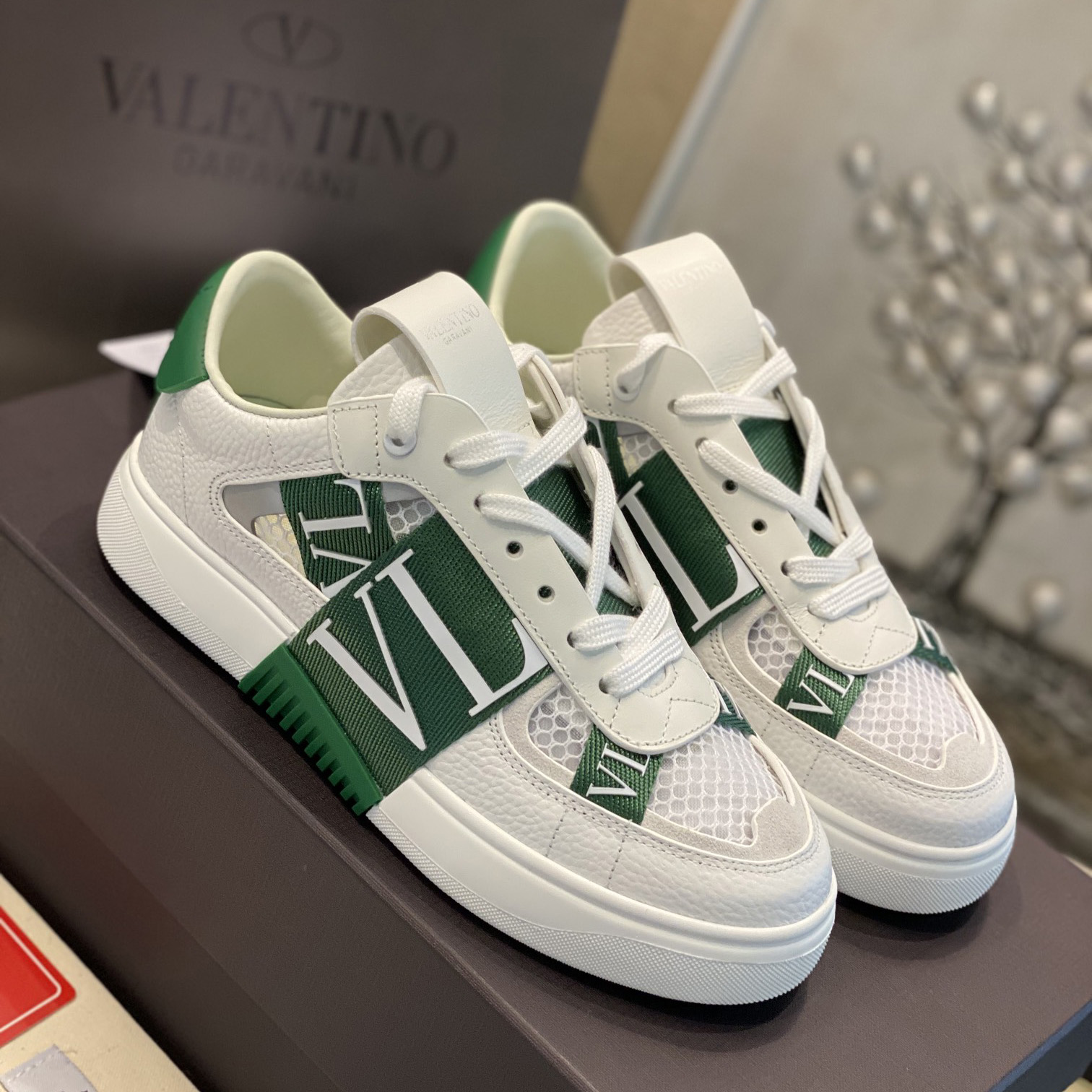 Valenti  VL7N Low-Top Sneakers In Calfskin And Mesh Fabric With Bands - FashionPlug