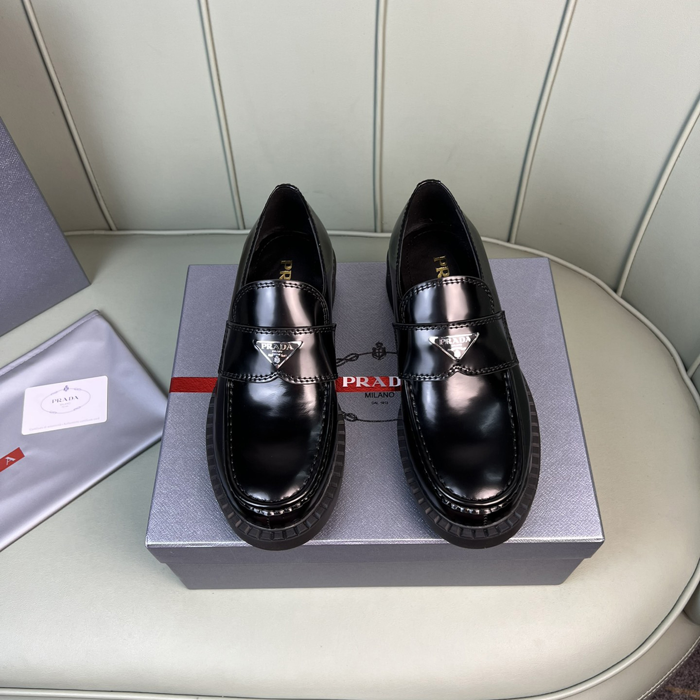 Prada Chocolate Sharp Brushed Leather Pointed Loafers - FashionPlug