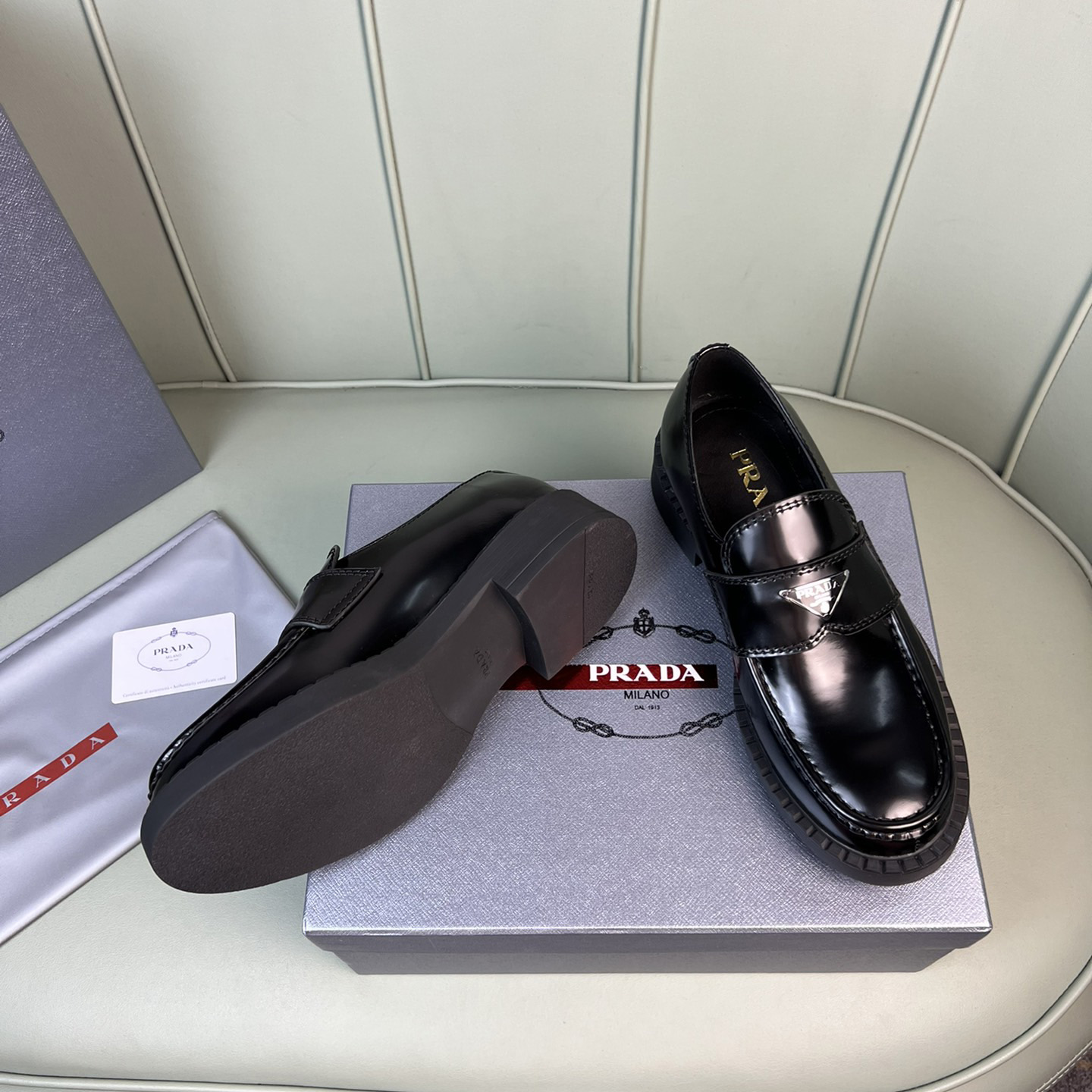 Prada Chocolate Sharp Brushed Leather Pointed Loafers - FashionPlug
