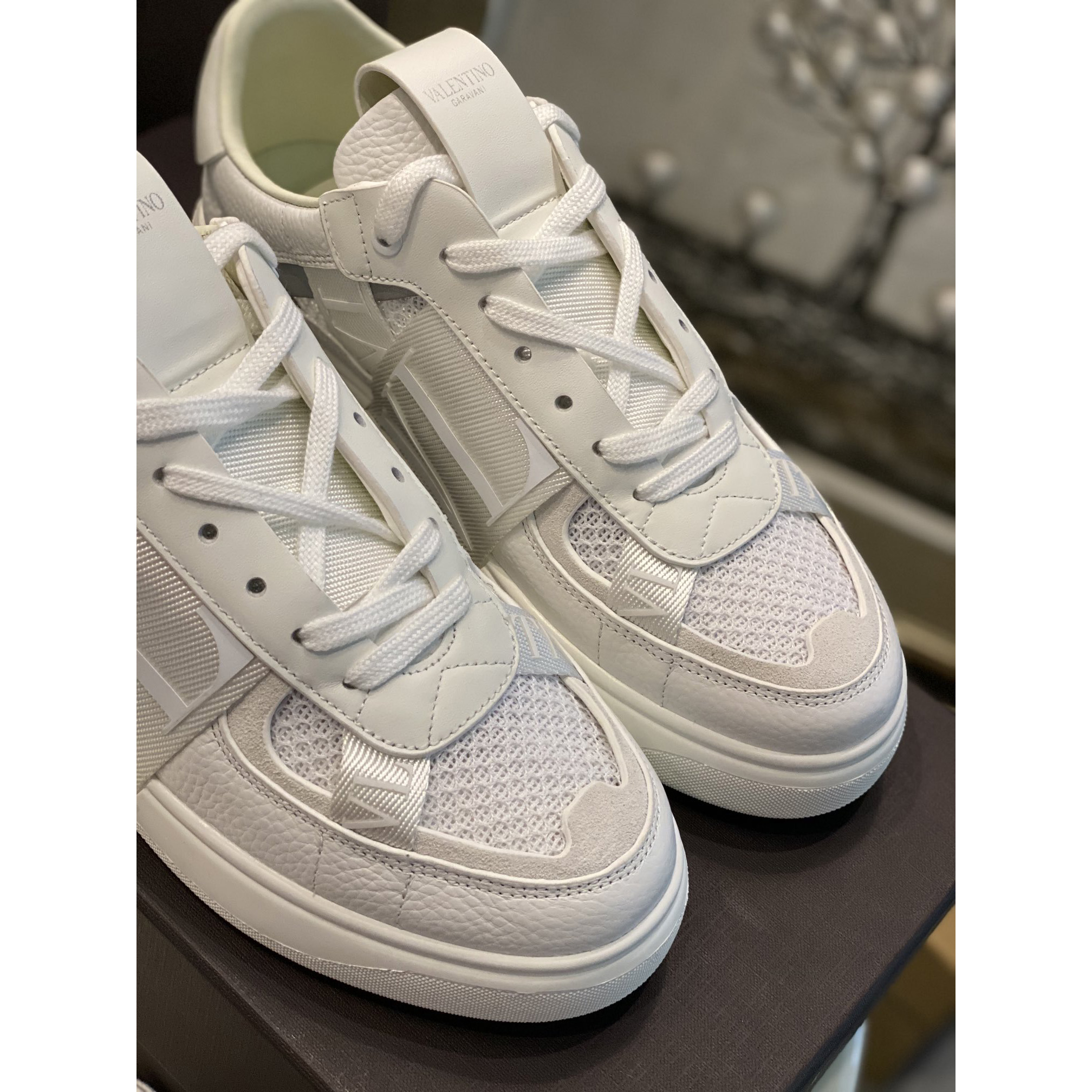 Valenti VL7N Low-Top Sneakers In Calfskin And Mesh Fabric With Bands - FashionPlug