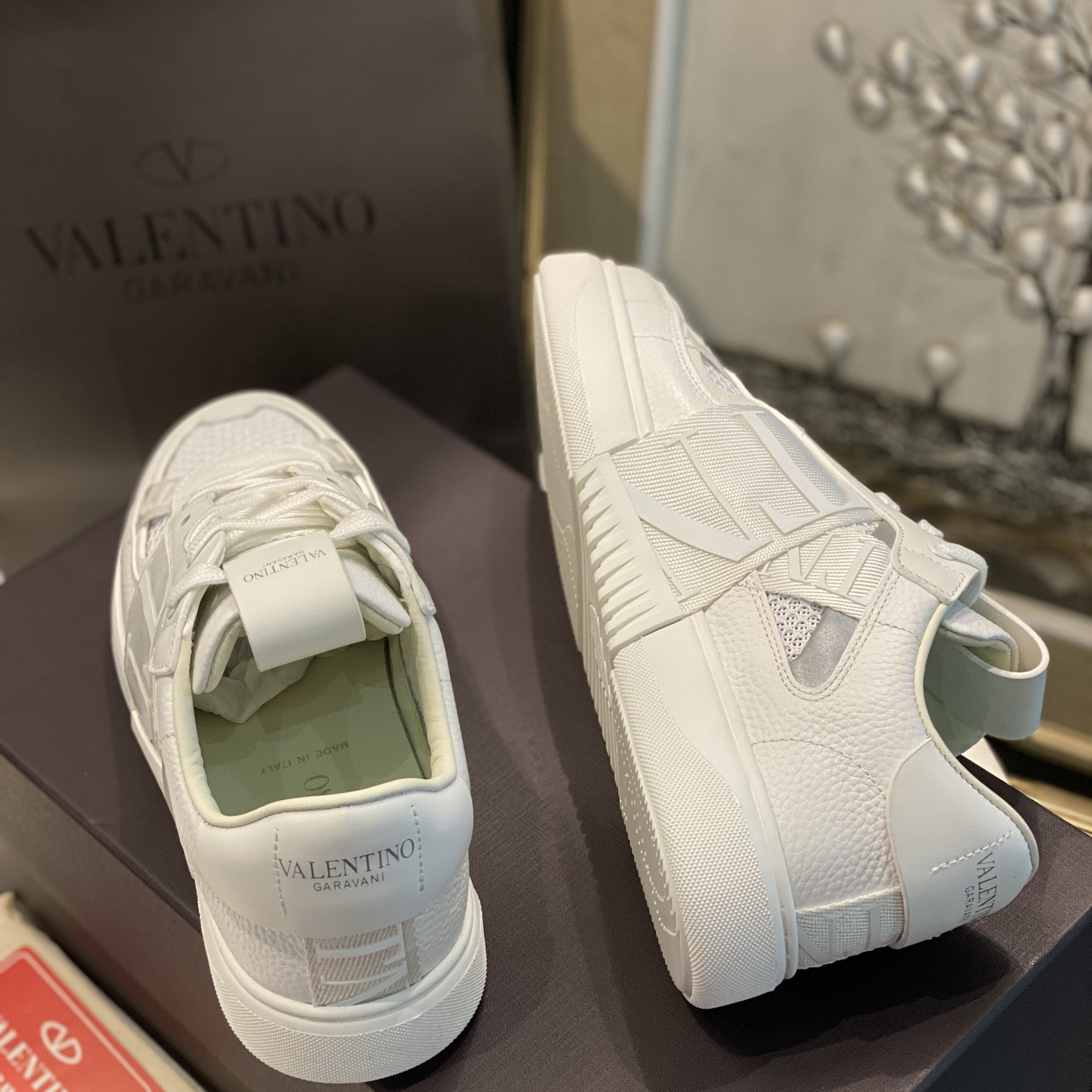 Valenti VL7N Low-Top Sneakers In Calfskin And Mesh Fabric With Bands - FashionPlug