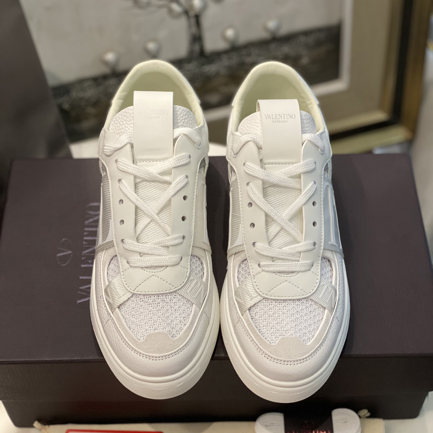 Valenti VL7N Low-Top Sneakers In Calfskin And Mesh Fabric With Bands - FashionPlug