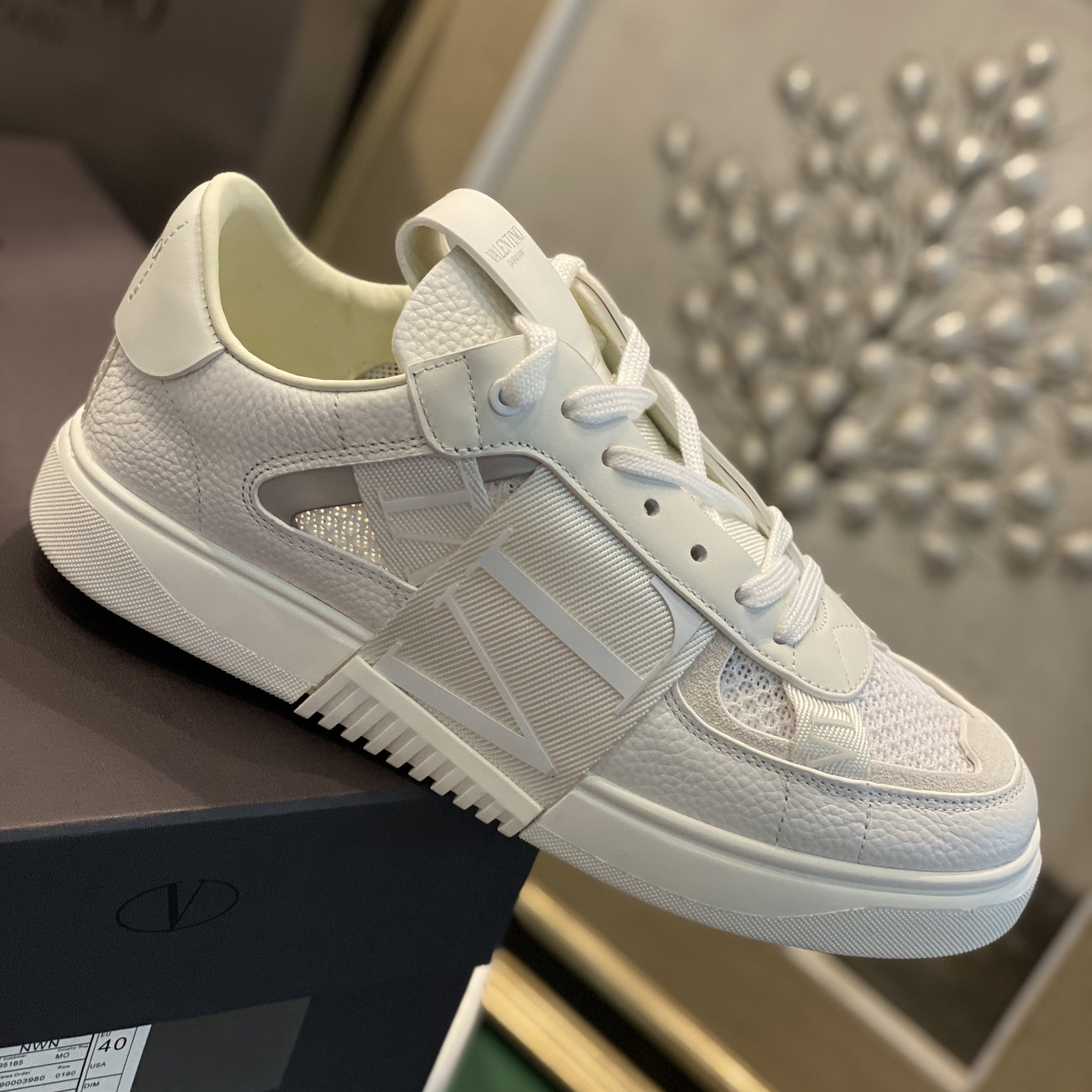 Valenti VL7N Low-Top Sneakers In Calfskin And Mesh Fabric With Bands - FashionPlug