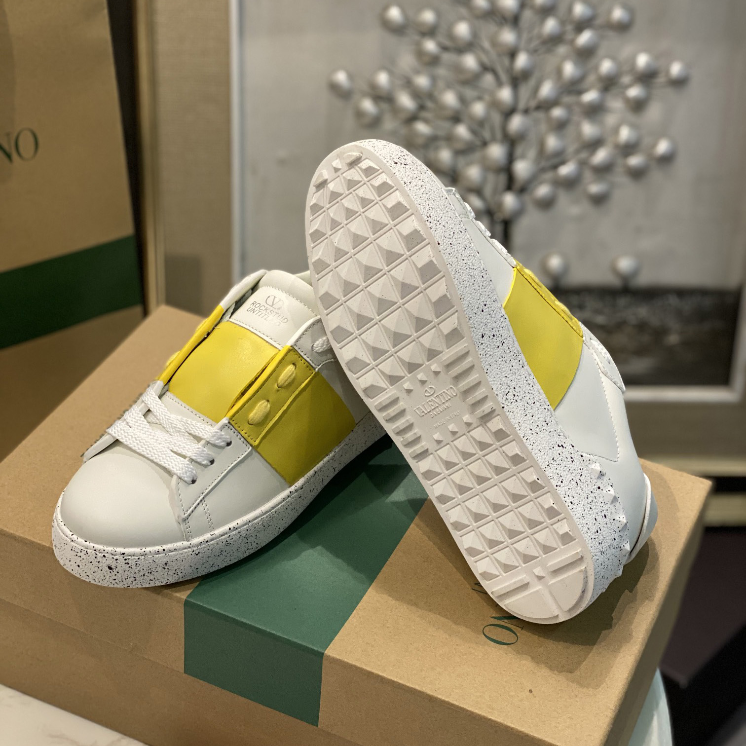 Valenti Open For A Change Sneaker In Bio-Based Material In White/Lemon Cream - FashionPlug