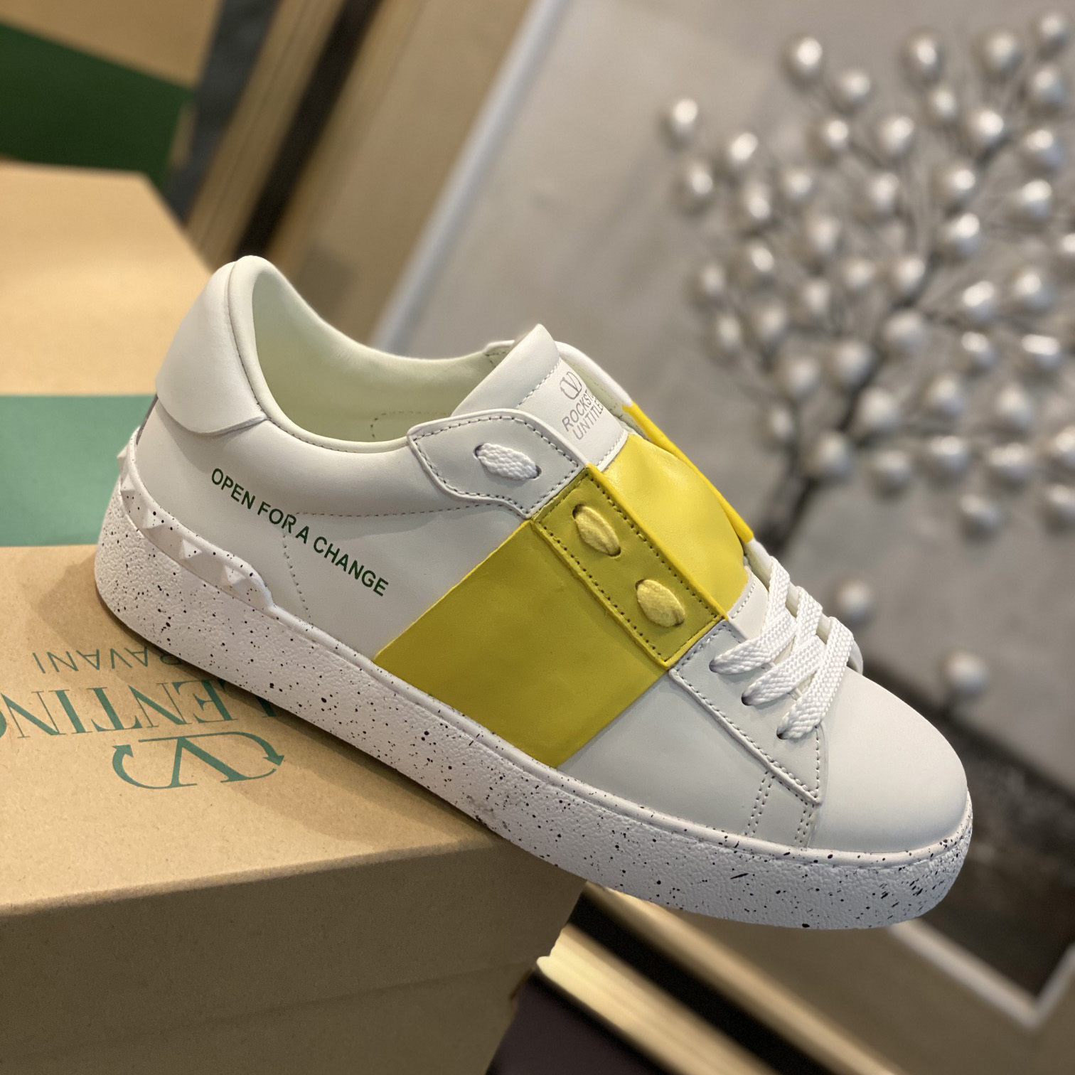 Valenti Open For A Change Sneaker In Bio-Based Material In White/Lemon Cream - FashionPlug