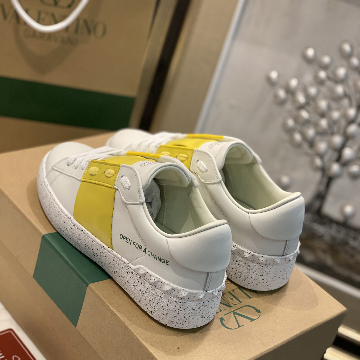 Valenti Open For A Change Sneaker In Bio-Based Material In White/Lemon Cream - FashionPlug