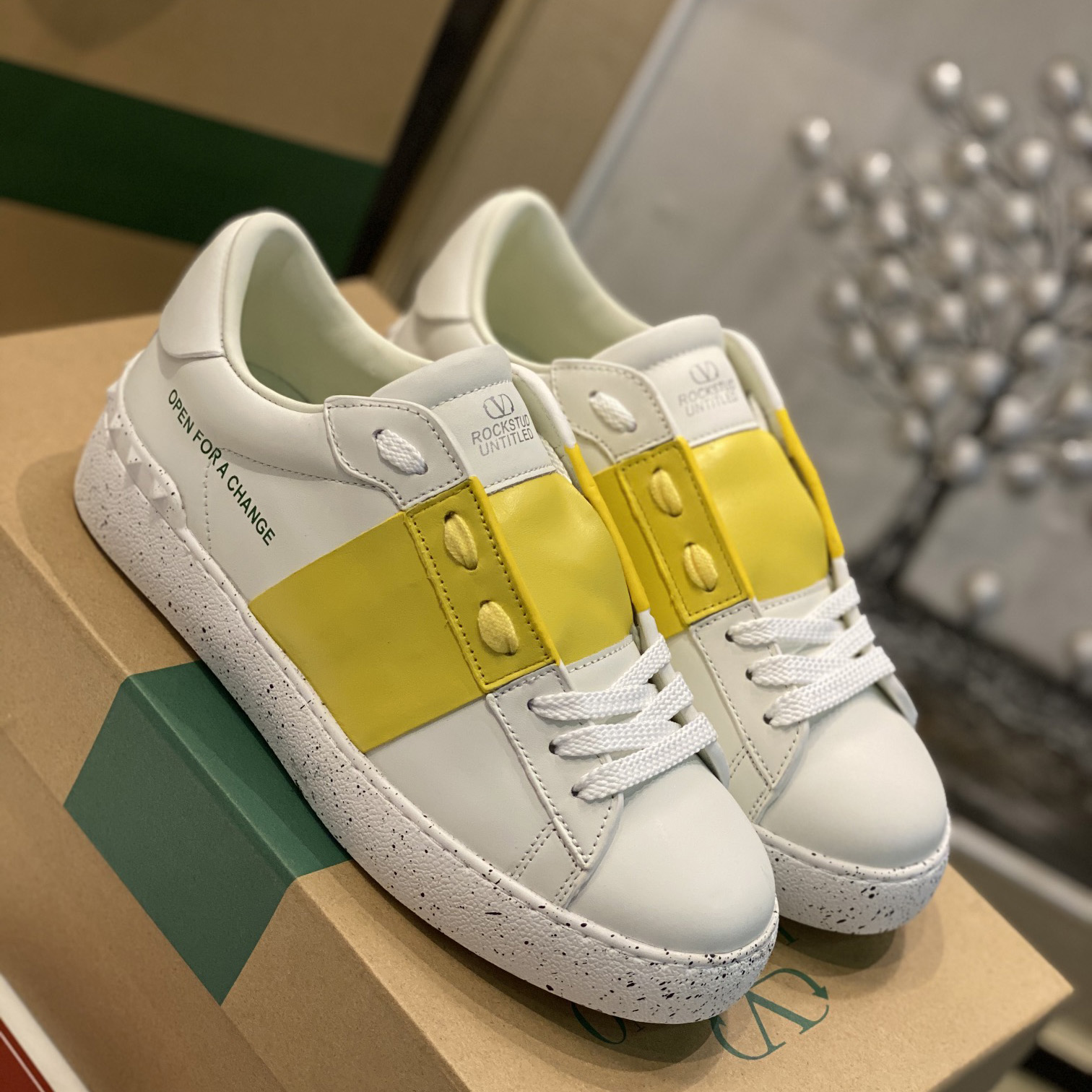 Valenti Open For A Change Sneaker In Bio-Based Material In White/Lemon Cream - FashionPlug