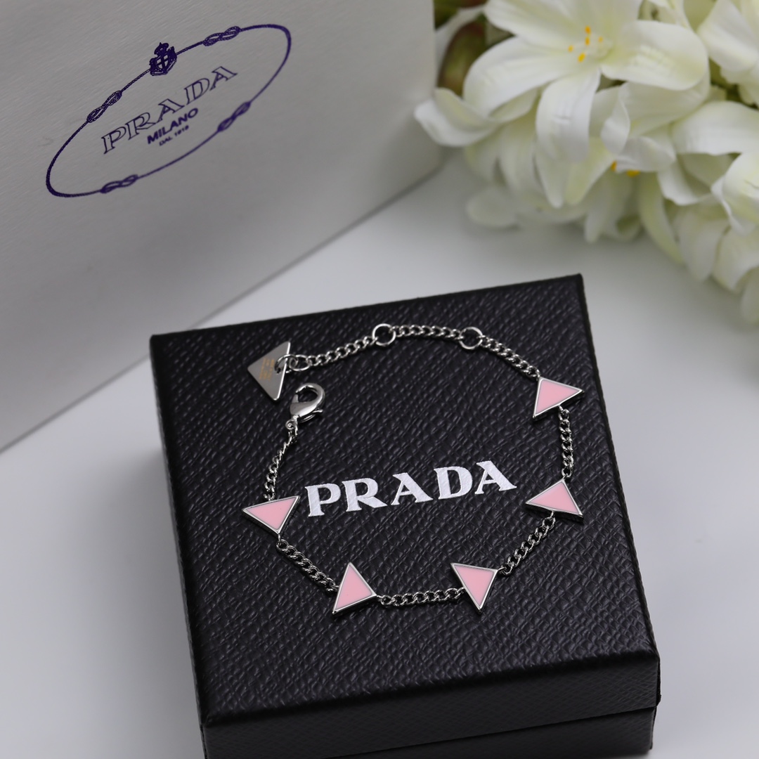 Prada Symbole Bracelet In Alabaster Pink - FashionPlug