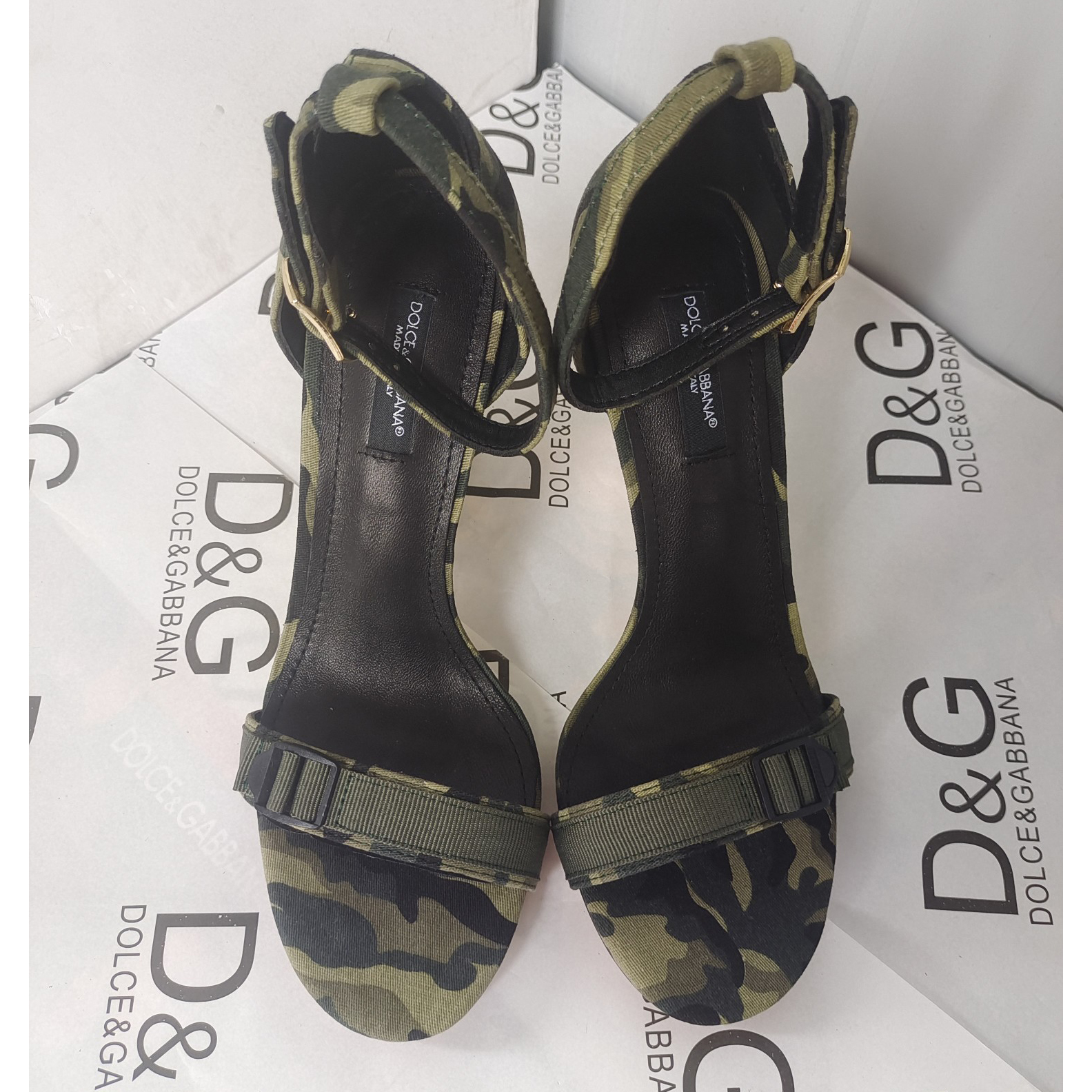 Dolce & Gabbana  Baroque DG Sandals In Camouflage Patchwork - FashionPlug