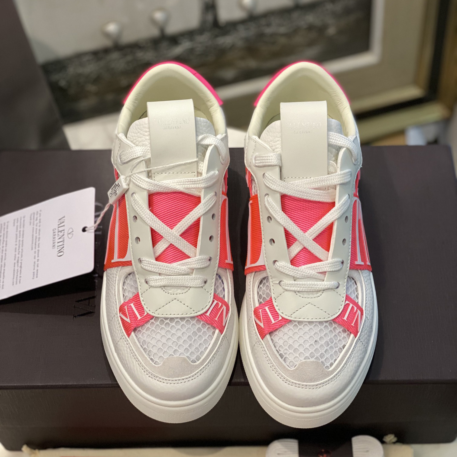 Valenti Low-Top Calfskin And Mesh VL7N Sneaker With Bands - FashionPlug