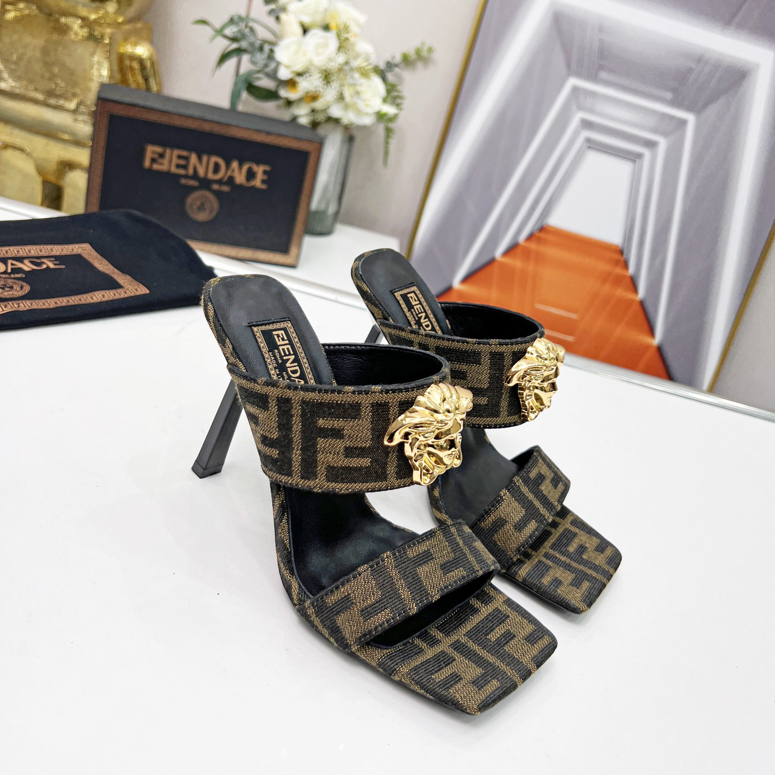 Versace Fendace  FF Jacquard Mules - FashionPlug