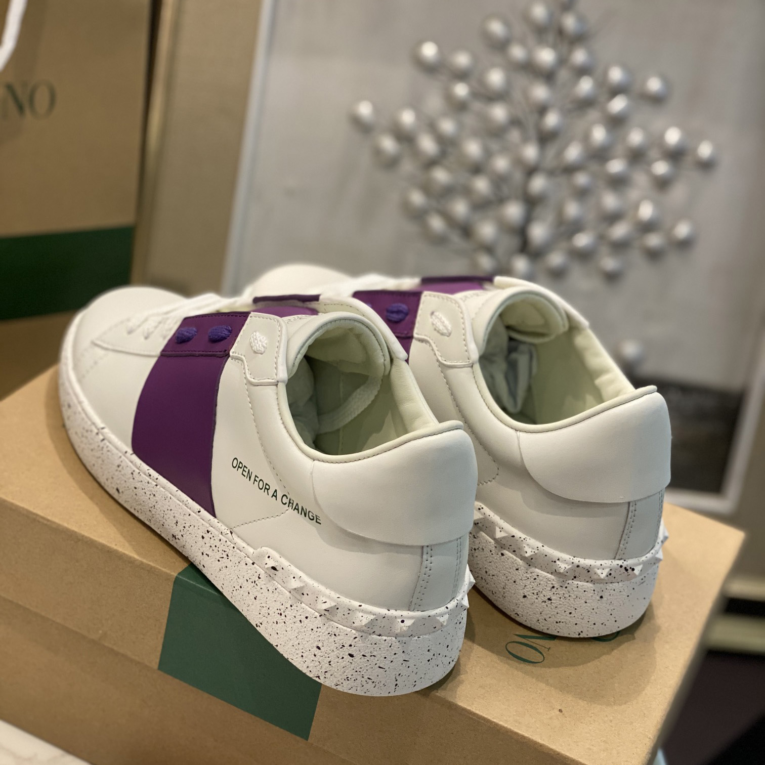 Valenti Open For A Change Sneaker In Bio-Based Material In White/Sunset Purple - FashionPlug