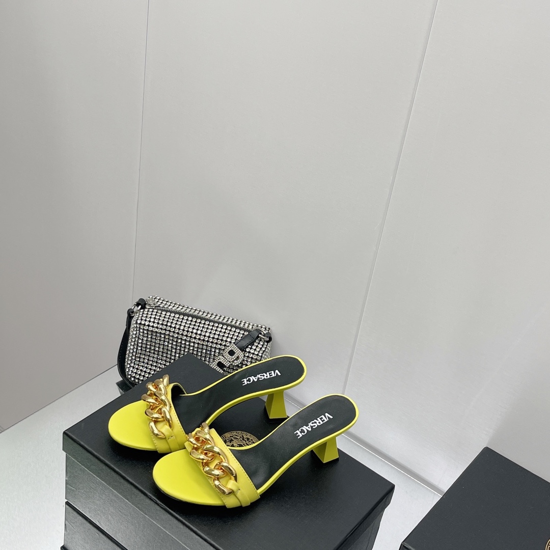 Versace Chain Mid-Heel Sandals— Heel height：70mm - FashionPlug
