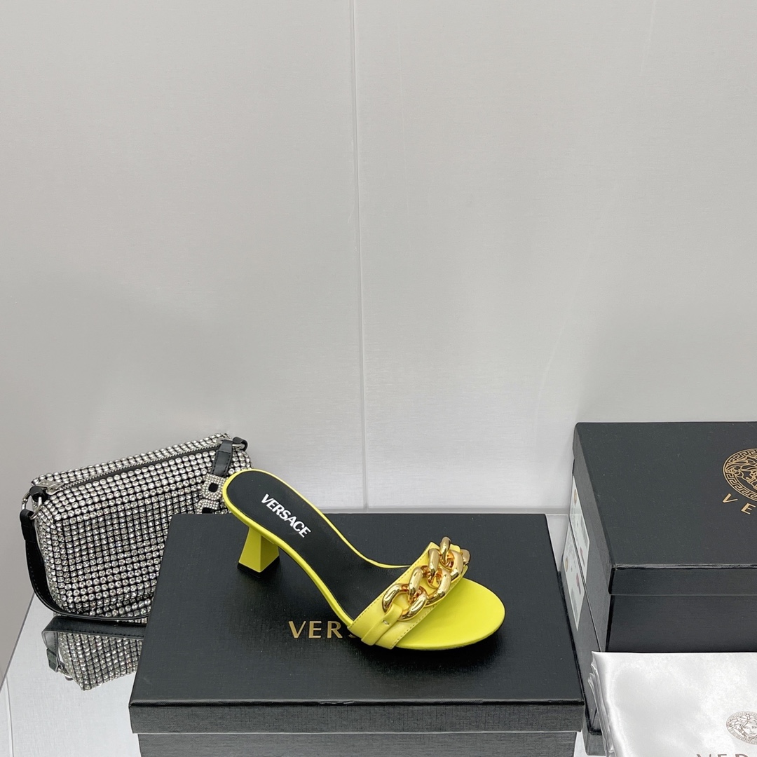 Versace Chain Mid-Heel Sandals— Heel height：70mm - FashionPlug