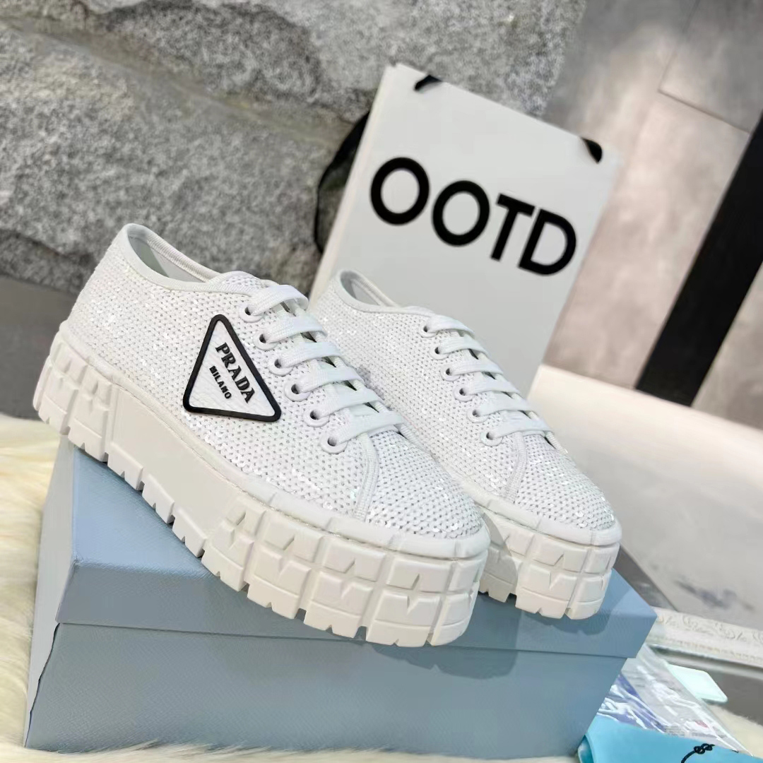 Prada Double Wheel Sequin sneakers - FashionPlug