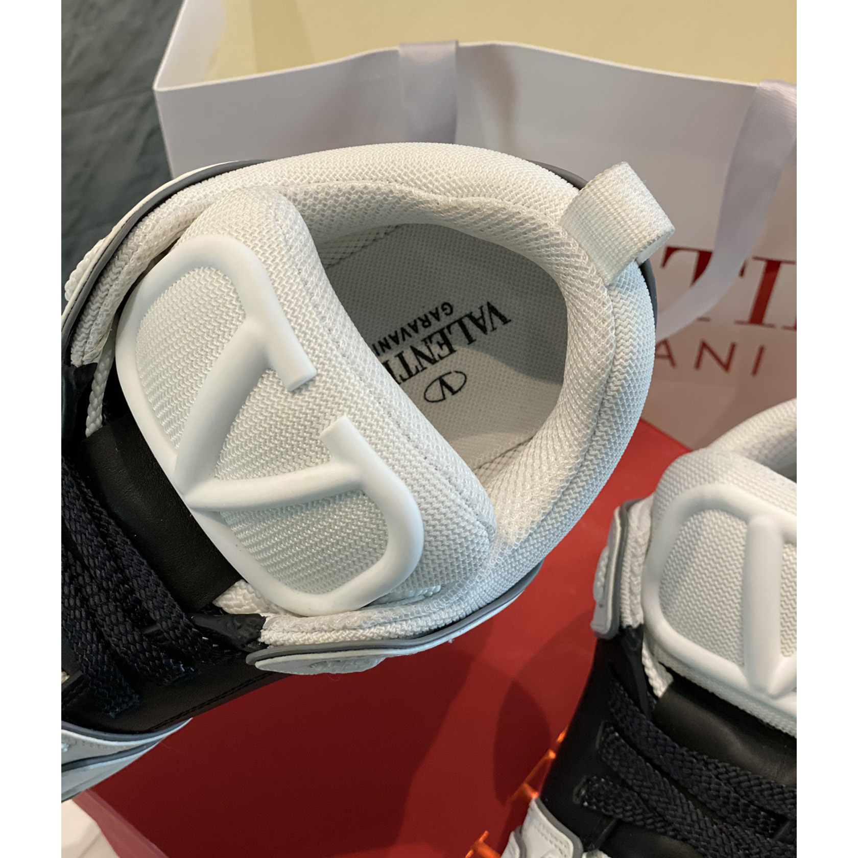 Valenti  Open Skate Calfskin And Fabric Sneaker In White/Black - FashionPlug