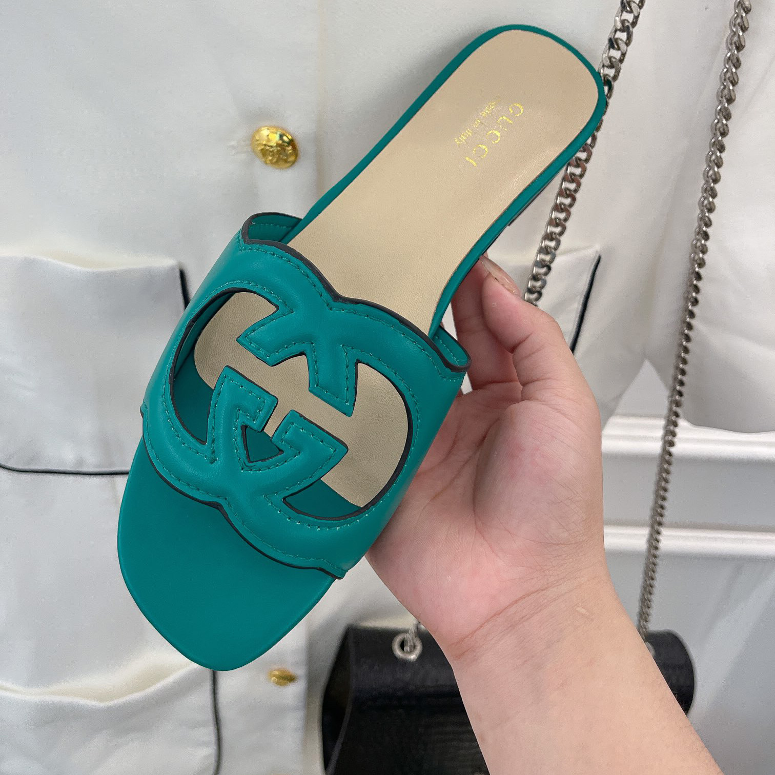 Gucci Women's Interlocking G Cut-Out Slide Sandal - FashionPlug