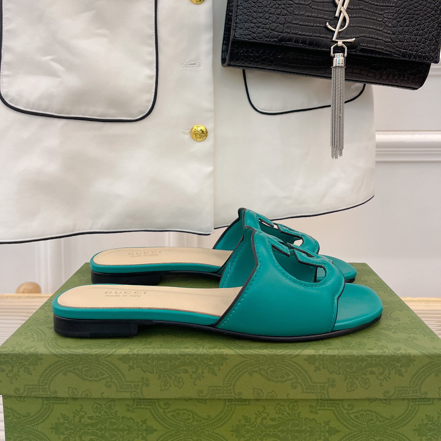 Gucci Women's Interlocking G Cut-Out Slide Sandal - FashionPlug