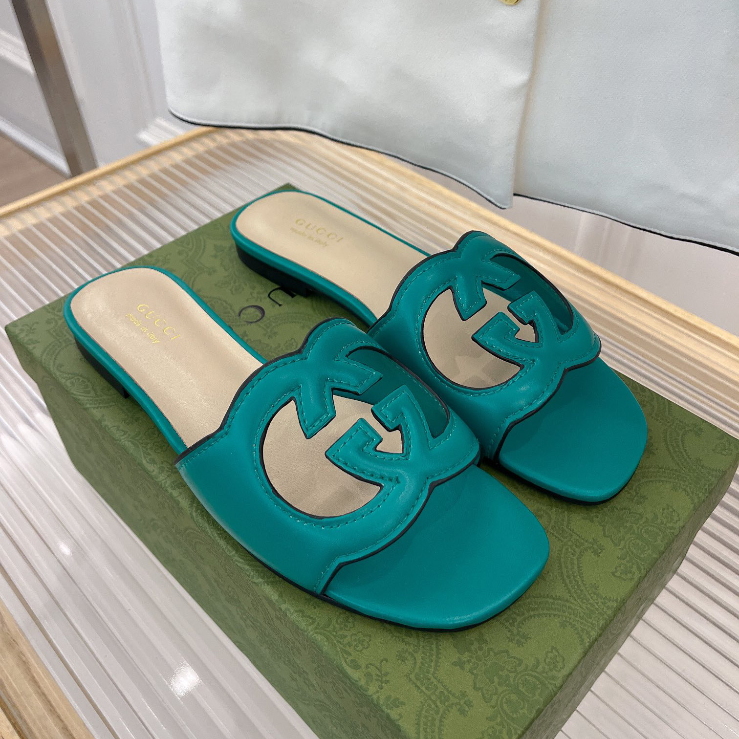 Gucci Women's Interlocking G Cut-Out Slide Sandal - FashionPlug