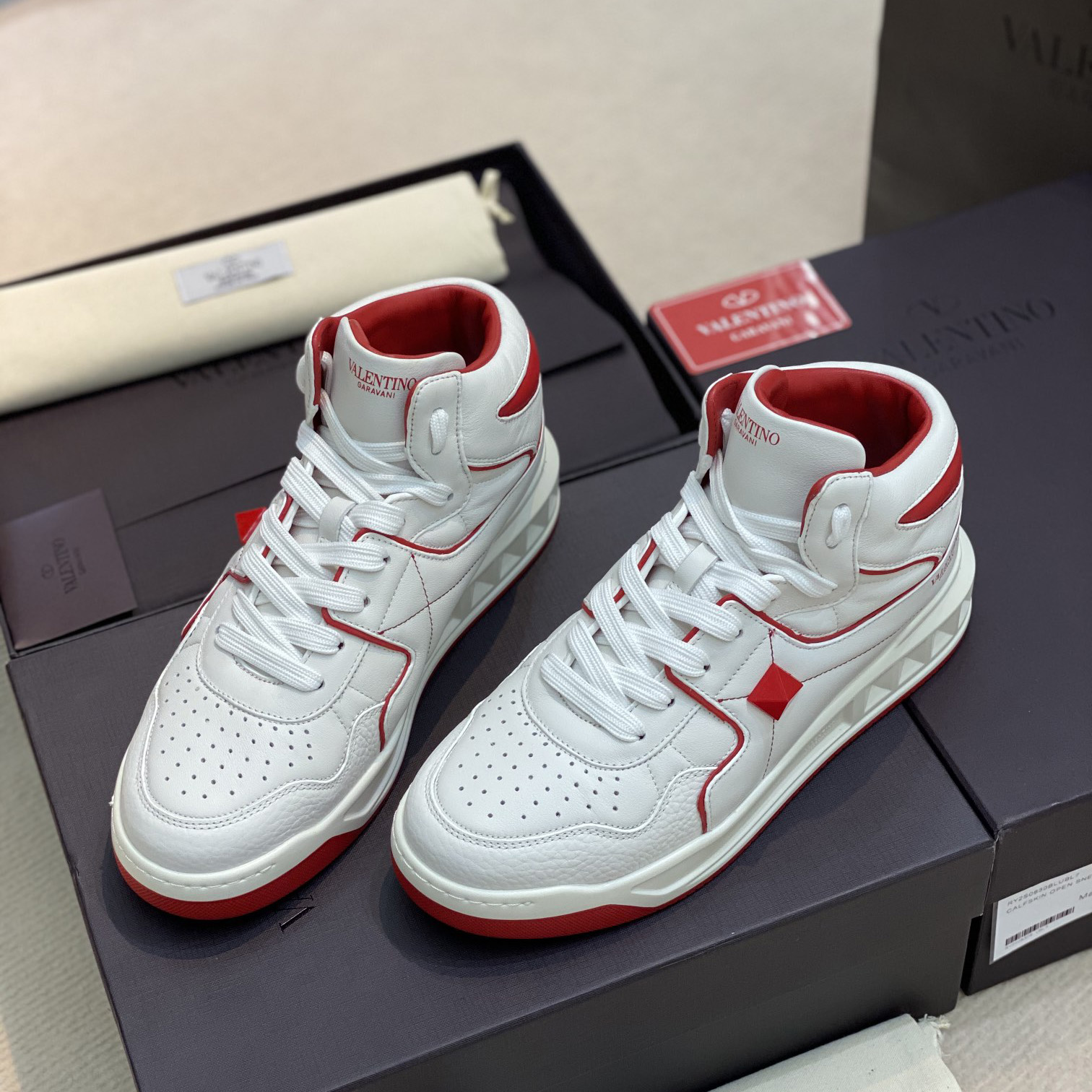 Valenti One Stud Mid-Top Nappa Sneaker - FashionPlug