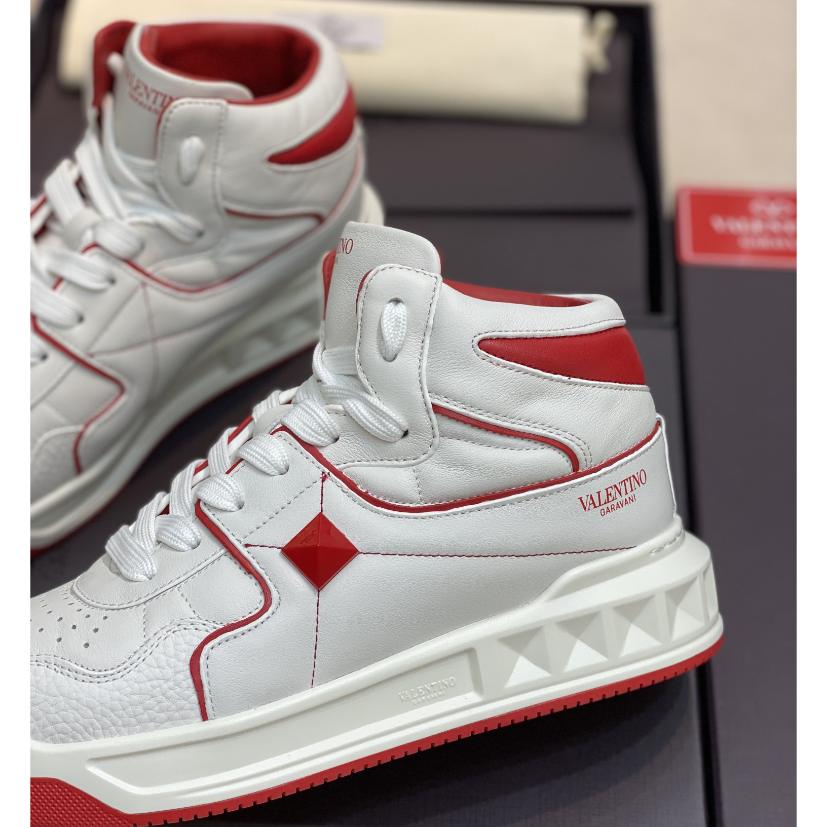 Valenti One Stud Mid-Top Nappa Sneaker - FashionPlug