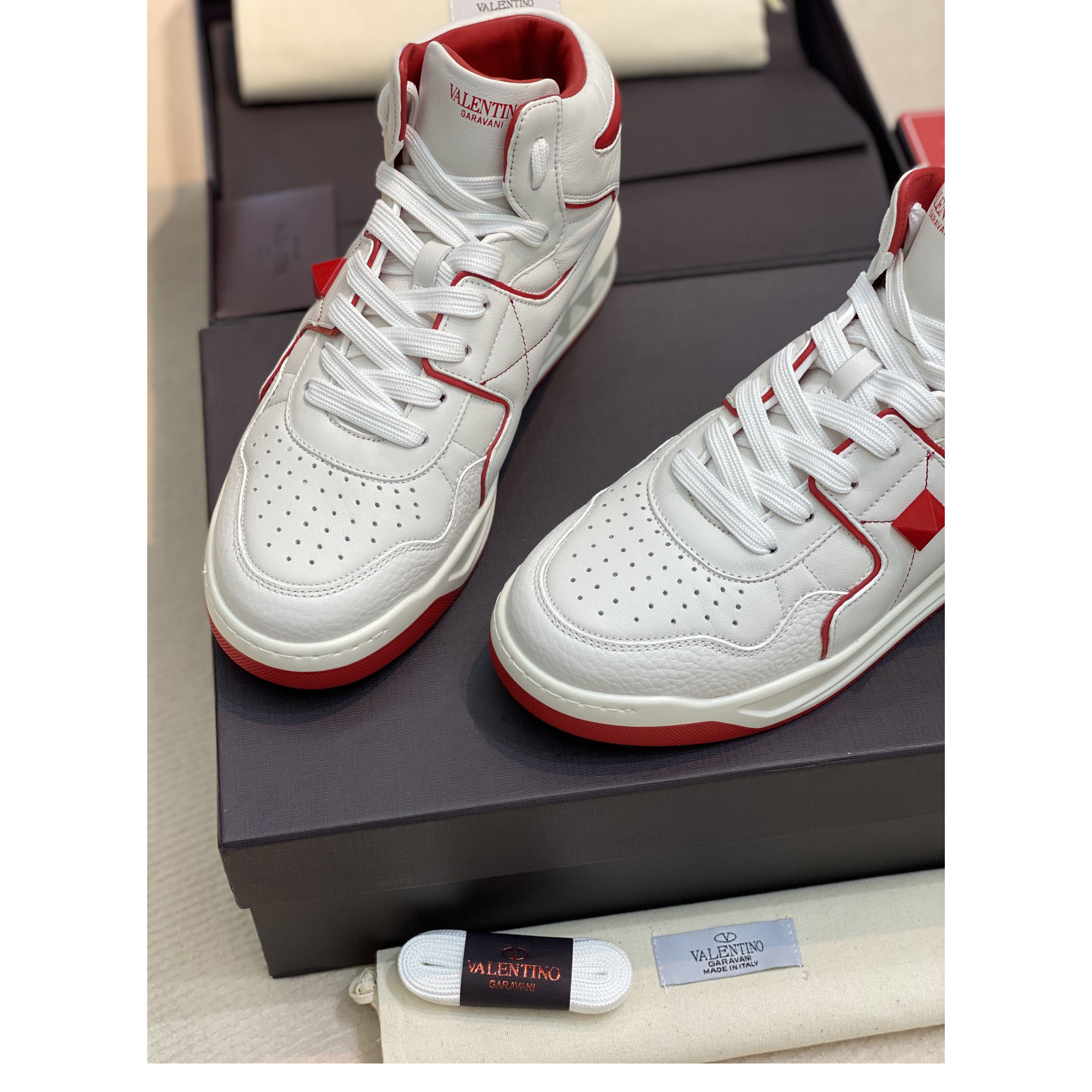 Valenti One Stud Mid-Top Nappa Sneaker - FashionPlug