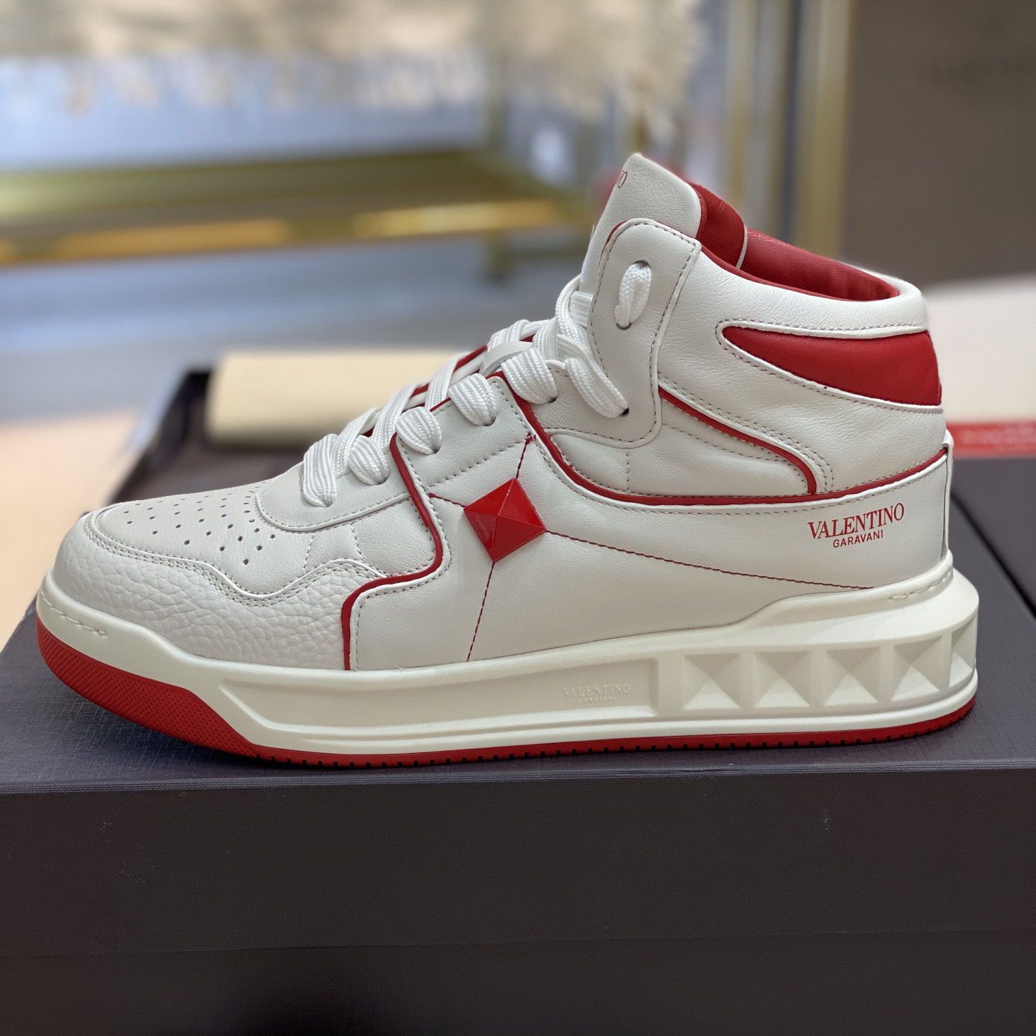 Valenti One Stud Mid-Top Nappa Sneaker - FashionPlug