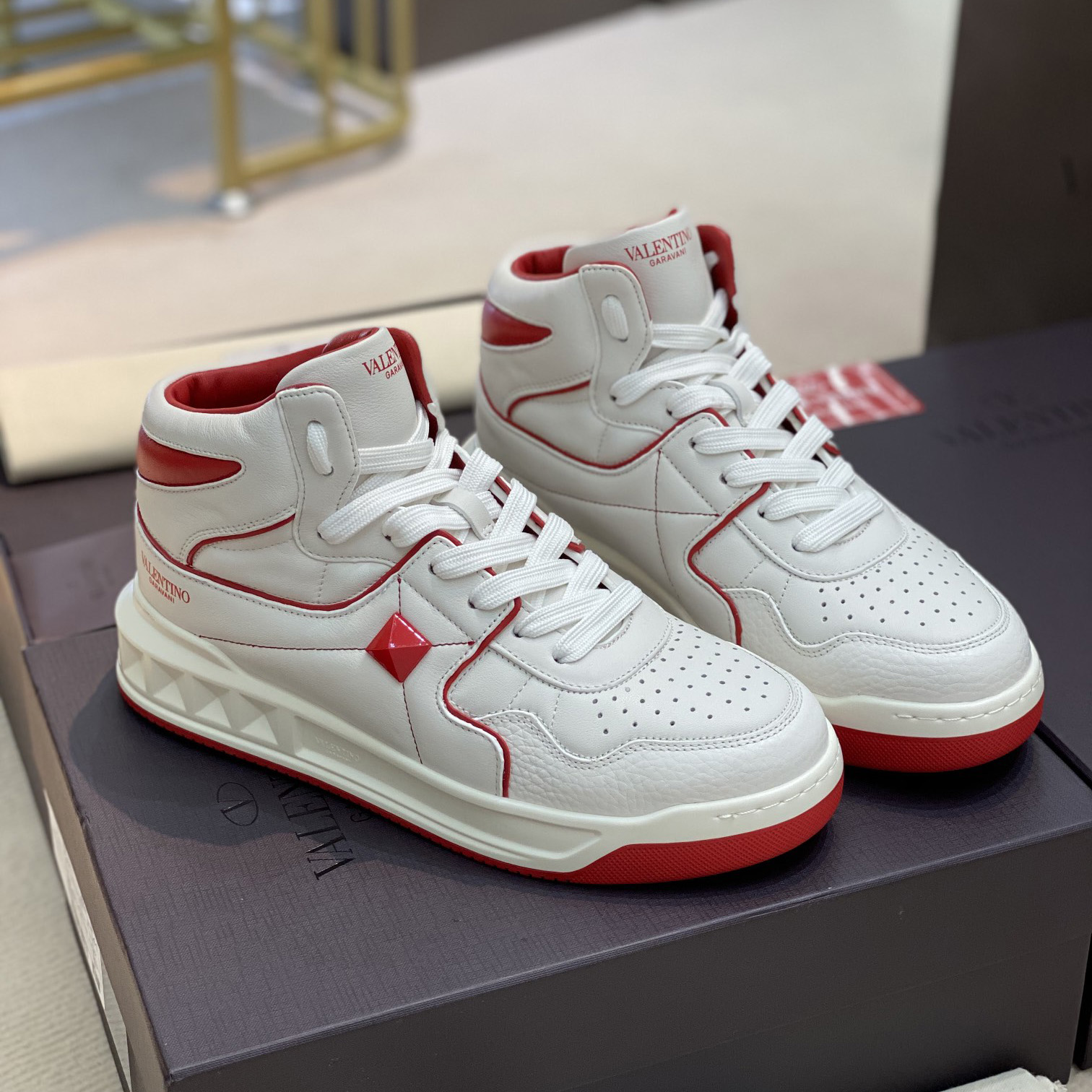 Valenti One Stud Mid-Top Nappa Sneaker - FashionPlug