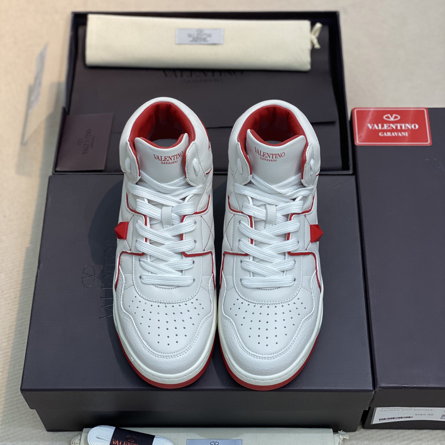 Valenti One Stud Mid-Top Nappa Sneaker - FashionPlug