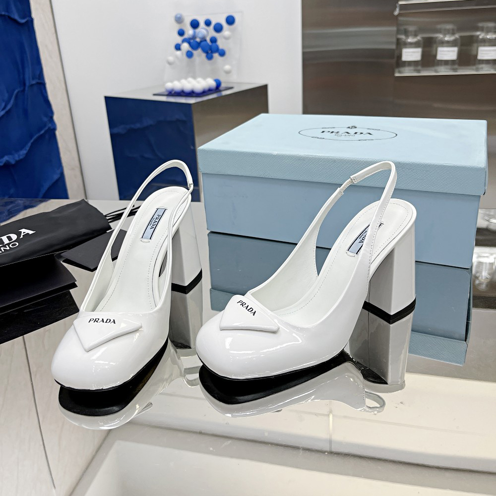 Prada Patent Leather Sling-Back Pumps - FashionPlug